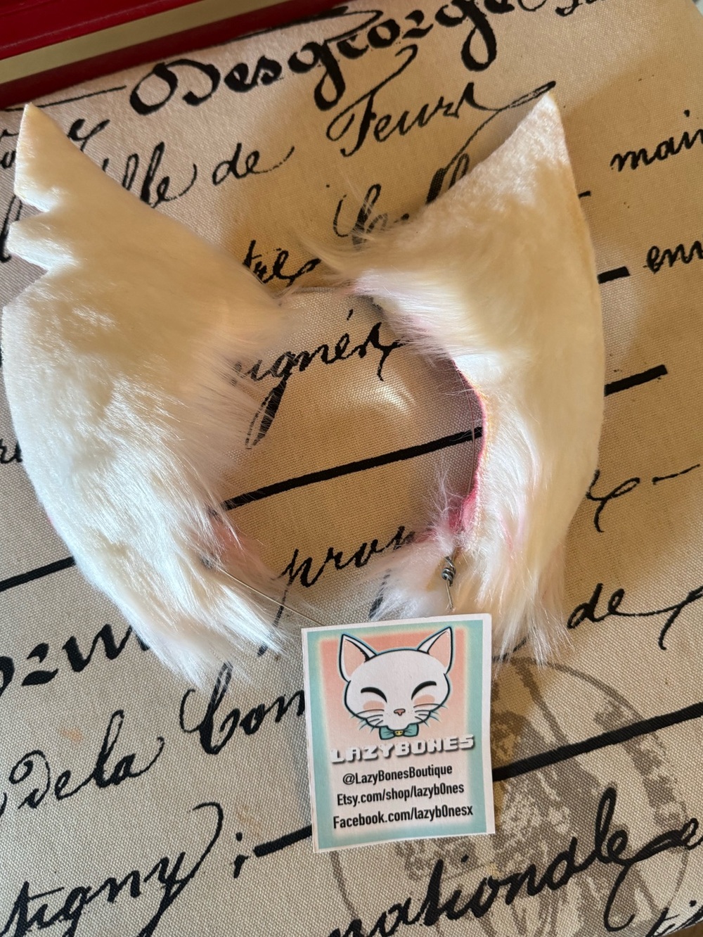 Lazy Bones Boutique on Etsy Handmade Faux Fur Cosplay Cat Ears New